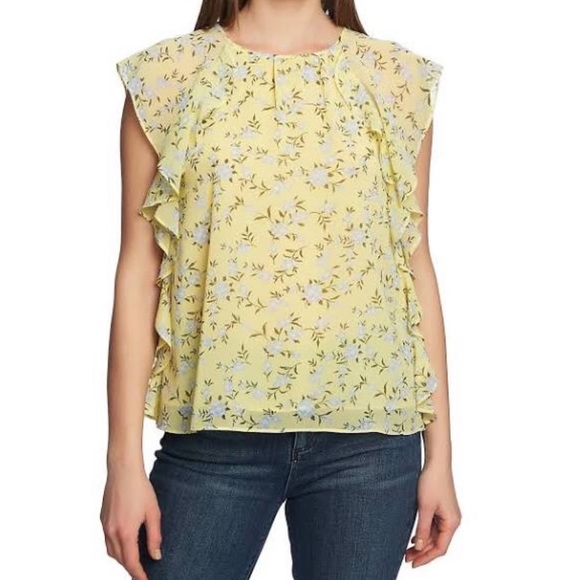 1. State Tops - 1. State floral flutter sleeve top